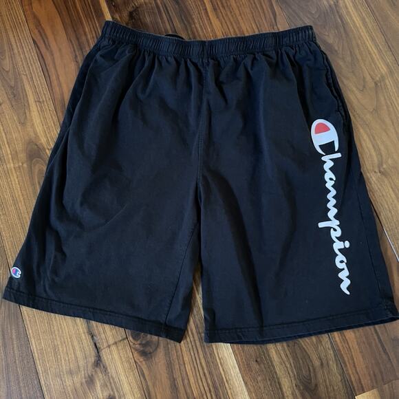 Champion Mens Spellout Logo Athletic Shorts Black Size 2XL - Picture 1 of 10